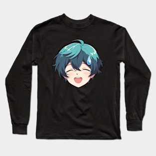 Nervous Anime Face Emoji - Anime Shirt Long Sleeve T-Shirt